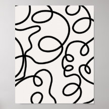 Zwart-witte, minimale lijnpenseelstreken