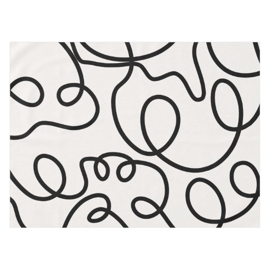 Zwart-witte, minimale lijnpenseelstreken tafelkleed (Voorkant (Horizontaal))