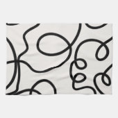 Zwart-witte, minimale lijnpenseelstreken theedoek (Horizontaal)