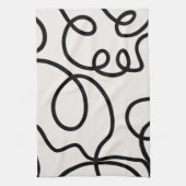 Zwart-witte, minimale lijnpenseelstreken theedoek (Verticaal)