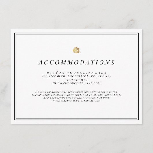 Zwart-witte minimale trouwaccommodaties informatiekaartje (Voorkant)