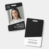 Zwart Witte Minimalistische Bedrijfslogo Personeel Badge (Voor- en achterkant)
