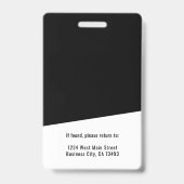 Zwart Witte Minimalistische Bedrijfslogo Personeel Badge (Achterkant)