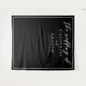 Zwart-witte, minimalistische bruiloft achtergrond wandkleed (Voorkant (horizontaal))