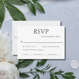 Zwart Witte Minimalistische Eenvoudige Moderne Tro RSVP Kaartje