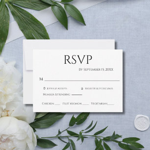 Zwart Witte Minimalistische Eenvoudige Moderne Tro RSVP Kaartje