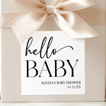 Zwart Witte Minimalistische Hallo Baby Baby Shower