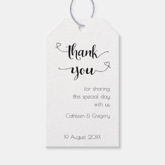 Zwart Witte Minimalistische Hart Bedankt Tag Trouw Cadeaulabel