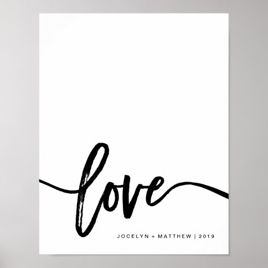 Zwart-witte, minimalistische liefde | Typografie Poster (Voorkant)