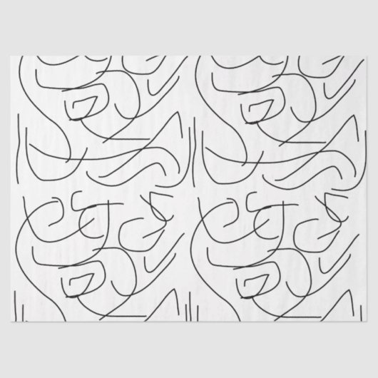 Zwart-witte, minimalistische lijnkunst tissuepapier (Voorkant)