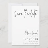 Zwart Witte Minimalistische Script Save The Date K Kaart (Voorkant)