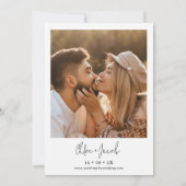 Zwart Witte Minimalistische Script Save The Date K Kaart (Achterkant)