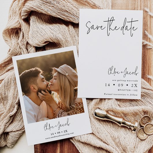 Zwart Witte Minimalistische Script Save The Date K Kaart