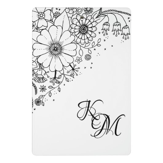 Zwart-witte modderbloemen kleur in Afbeelding Mini Klembord (Achterkant)