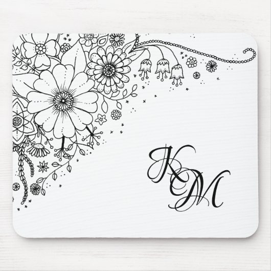 Zwart-witte modderbloemen kleur in Afbeelding Muismat (Voorkant)