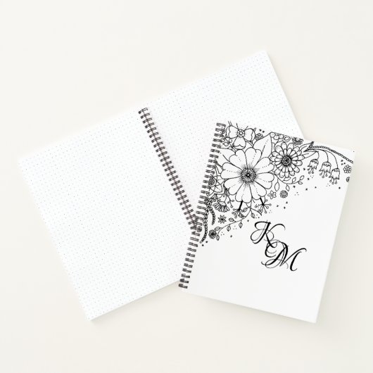 Zwart-witte modderbloemen kleur in Afbeelding Notitieboek (Binnen)