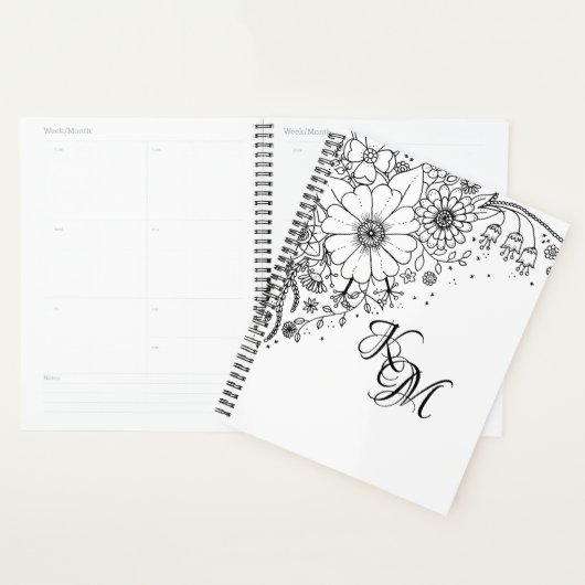 Zwart-witte modderbloemen kleur in Afbeelding Planner (Display)