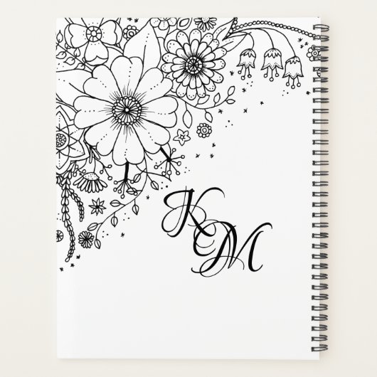 Zwart-witte modderbloemen kleur in Afbeelding Planner (Achterkant)