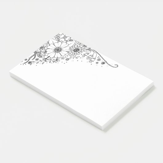 Zwart-witte modderbloemen kleur in Afbeelding Post-it® Notes (Schuin)
