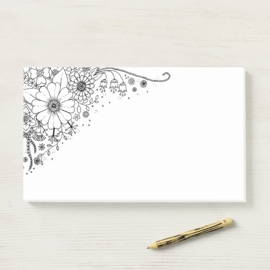 Zwart-witte modderbloemen kleur in Afbeelding Post-it® Notes (Op bureau)