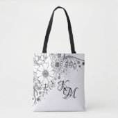 Zwart-witte modderbloemen kleur in Afbeelding Tote Bag (Voorkant)