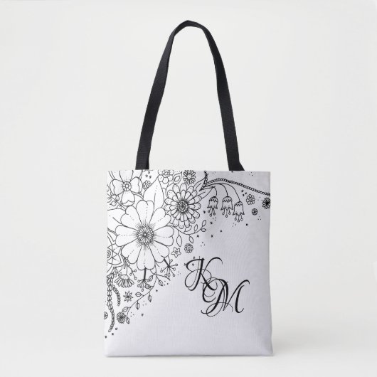 Zwart-witte modderbloemen kleur in Afbeelding Tote Bag (Voorkant)