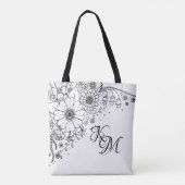 Zwart-witte modderbloemen kleur in Afbeelding Tote Bag (Achterkant)