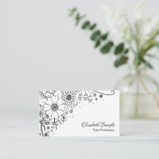 Zwart-witte modderbloemen kleur in Afbeelding Visitekaartje (Staand voorkant)