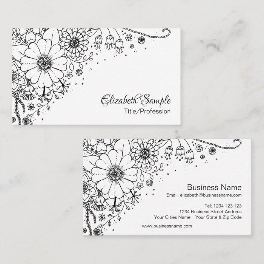 Zwart-witte modderbloemen kleur in Afbeelding Visitekaartje (Voorkant / Achterkant)