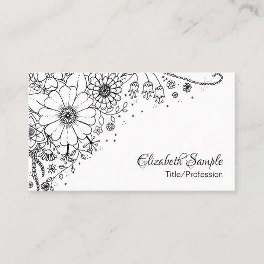 Zwart-witte modderbloemen kleur in Afbeelding Visitekaartje (Voorkant)