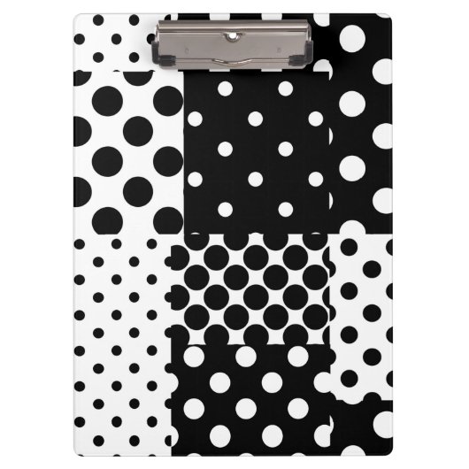 Zwart Witte Mode Stippen Stijl Design Klembord (Voorkant)