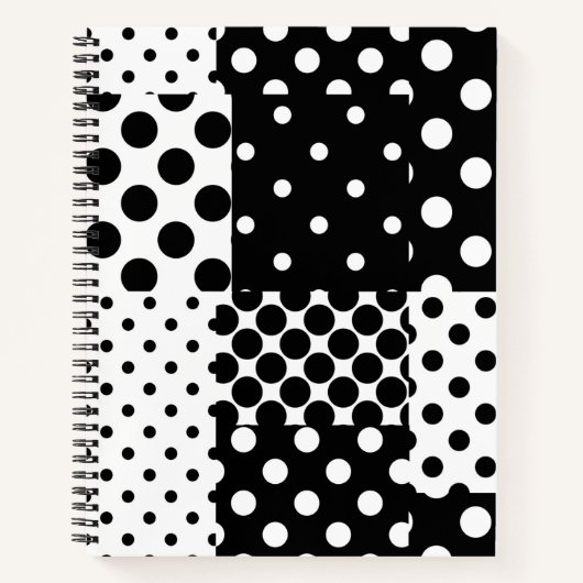 Zwart Witte Mode Stippen Stijl Design Notitieboek (Voorkant)
