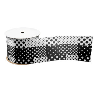 Zwart Witte Mode Stippen Stijl Design  Satijnen Lint