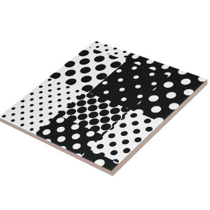 Zwart Witte Mode Stippen Stijl Design  Tegeltje