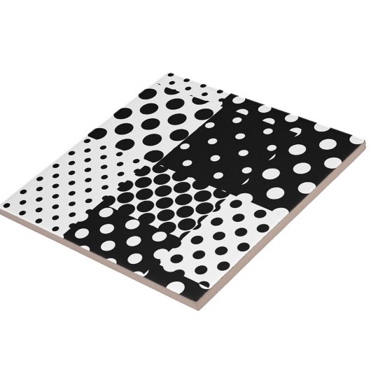 Zwart Witte Mode Stippen Stijl Design Tegeltje