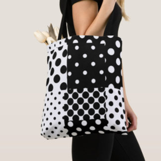 Zwart Witte Mode Stippen Stijl Design Tote Bag