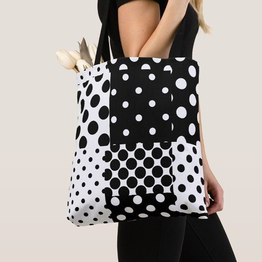 Zwart Witte Mode Stippen Stijl Design Tote Bag
