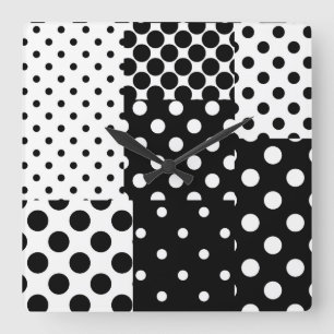 Zwart Witte Mode Stippen Stijl Design Vierkante Klok
