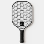 Zwart Witte Moderne Aangepaste Monogram Dink Pickleball Paddle (Achterkant)