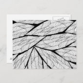 Zwart-witte, moderne Abstracte geometrische blader Briefkaart (Voorkant / Achterkant)