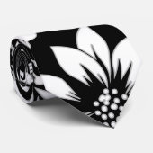 Zwart Witte Moderne Bloem Bladeren die Waaieren Stropdas (Opgerold)
