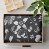 Zwart Witte Moderne Bloemen Blaadjes die Waaieren Tissuepapier (Geschenk)