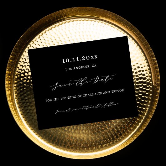 Zwart witte moderne budget bruiloft Save the Date Flyer