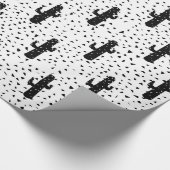 Zwart-witte moderne cactus en driehoekige geo cadeaupapier (Hoek)