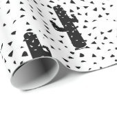 Zwart-witte moderne cactus en driehoekige geo cadeaupapier (Rol Hoek)