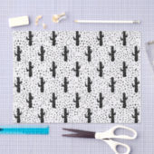 Zwart-witte moderne cactus en driehoekige geo tissuepapier (Craft)
