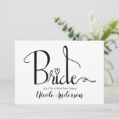 Zwart Witte Moderne Chic Bruid Bruiloft Feest Kaart (Staand voorkant)