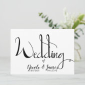 Zwart Witte Moderne Chic Minimalistische Trouw Kaart (Staand voorkant)