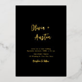 Zwart Witte Moderne Chic Script Minimalistische Tr Folie Uitnodiging (Voorkant)
