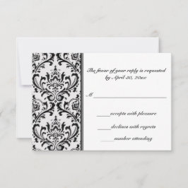 Zwart-witte moderne Damask | Weddenschap RSVP Kaartje